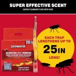 Catchmaster Fly Ribbon 20-Pack, Bug & Fruit Fly Traps Outdoor and Indoor, Premium Adhesive Sticky Strips & Gnat Hanging Strips, Bulk Scented Flying Insect Paper Rolls, Non Toxic Home Pest Control