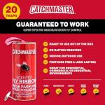 Catchmaster Fly Ribbon 20-Pack, Bug & Fruit Fly Traps Outdoor and Indoor, Premium Adhesive Sticky Strips & Gnat Hanging Strips, Bulk Scented Flying Insect Paper Rolls, Non Toxic Home Pest Control