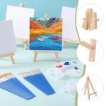 Qilery 24‑Set Mini Canvas & Easel Kit + Paint