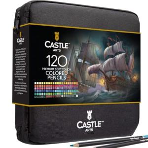 Castle Art 120‑Count Zipper Pouch Colored Pencils