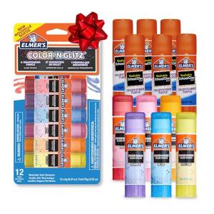 Elmer’s Color ’n Glitz Washable Glue Sticks, 6 g × 12