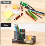 Comix 3‑Compartment Pen & Pencil Cup Black