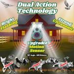Solar Animal Repeller Outdoor - Ultrasonic Motion Activated Deterrent with Flashing LED Light - Waterproof Yard & Garden Protector for Deer, Cat, Squirrel, Rodents (1 Pack)