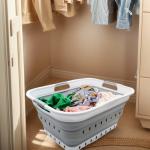 SAMMART 42L (11 gallon) Collapsible Plastic Laundry Basket - Foldable Pop Up Storage Container/Organizer - Space Saving Hamper/Basket (1, White/Grey)