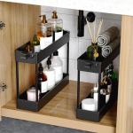 SPACEKEEPER Slim Rolling Storage Cart 4 Tier Organizer Mobile Shelving Unit Utility Cart Tower Rack for Kitchen Bathroom Laundry Narrow Places, Black