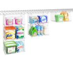 3-Tier Hanging Laundry Basket Organizer：Foldable Wire Shelf Laundry Room Organizer with 360°Rotating Hooks Space Saving Over Washer and Dryer Shelves - Laundry Organization and Storage, White Patent