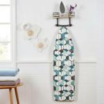 THYGIFTREE Ironing Board Hanger Wall Mount, Ironing Board Holder with Shelf, Ironing Board Wall Mount with Storage Wooden Basket & Removable Hook, for Laundry Room Living Room Bathroom,black.