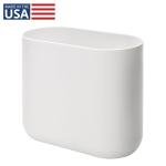 iDesign Slim Oval Plastic Waste Basket The Cade Collection, 10.56” x 5.5” x 9.77”, White