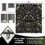 Goth Skull Halloween Shower Curtain, Black and Gold