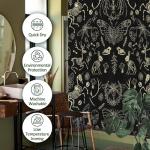 Goth Skull Halloween Shower Curtain, Black and Gold