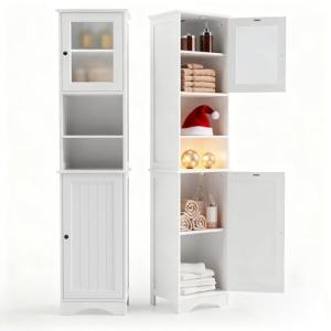 Gizoon 67" Tall White Bathroom Storage Cabinet