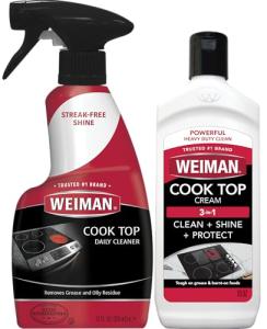 Weiman Ceramic and Glass Cooktop - 10 Ounce - Stove Top Daily Cleaner Kit - 12 Ounce - Glass Induction Cooktop Cleaning Bundle for Heavy Duty Mess Cleans Burnt-on Food