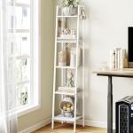 5-Tier Freestanding Ladder Shelf with Hooks