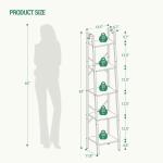 5-Tier Freestanding Ladder Shelf with Hooks