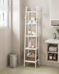 5-Tier Freestanding Ladder Shelf with Hooks