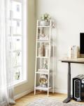 5-Tier Freestanding Ladder Shelf with Hooks