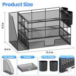 OPNICE 4‑Tier File Organizer w/ 2 Pen Holders