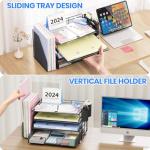 OPNICE 4‑Tier File Organizer w/ 2 Pen Holders