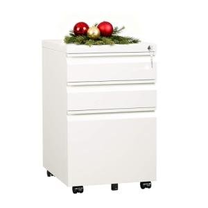 DEVAISE 3-Drawer Mobile File Cabinet (Under Office Desk), Assembled Except Casters, Fits Letter/Standard Sizes, White
