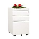 DEVAISE 3-Drawer Mobile File Cabinet (Under Office Desk), Assembled Except Casters, Fits Letter/Standard Sizes, White