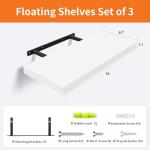 Upassion Set of 3 White Floating Wall Shelves