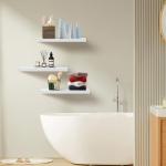 Upassion Set of 3 White Floating Wall Shelves