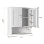 Wall-Mounted Cabinet with Adjustable Shelves, White