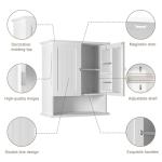 Wall-Mounted Cabinet with Adjustable Shelves, White