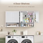 Wall-Mounted Cabinet with Adjustable Shelves, White