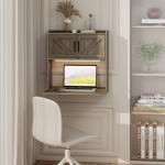 Gray Wall Mounted Desk with LED Light