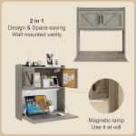 Gray Wall Mounted Desk with LED Light