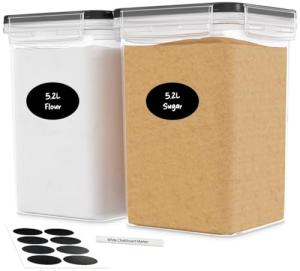 Extra Large Airtight Flour & Sugar Canisters - 2 Pack