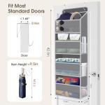 SpaceHacks 1 Pack Over The Door Organizer, Hanging Storage Organizer with Clear Window, 40lb Ultra Sturdy Large Capacity Room Organizer for Pantry Laundry Bathroom Nursery Closet Baby Essential (Grey)