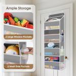 SpaceHacks 1 Pack Over The Door Organizer, Hanging Storage Organizer with Clear Window, 40lb Ultra Sturdy Large Capacity Room Organizer for Pantry Laundry Bathroom Nursery Closet Baby Essential (Grey)