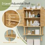 Bamboo Wall-Mounted Bathroom Storage Cabinet with Towel Bar