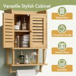 Bamboo Wall-Mounted Bathroom Storage Cabinet with Towel Bar