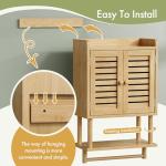 Bamboo Wall-Mounted Bathroom Storage Cabinet with Towel Bar