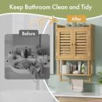 Bamboo Wall-Mounted Bathroom Storage Cabinet with Towel Bar