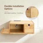 Afuly Floating Nightstand with Charging Station, Modern Night Stand with Drawer Wall Mounted Bedside End Table, Solid Wood Nightstand Side Table Shelf for Bedroom Natural Wooden Decor