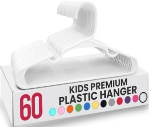 Kids Closet Hangers - 60 Pack Plastic Set