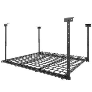 Jusgym 45-Inch x 45-Inch Overhead Garage Storage Rack, 17"-28" Height Adjustable Garage Storage Organization Systerm, Heavy Duty Metal Garage Ceiling Storage Racks, 250LBS Weight Capacity, Black