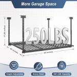 Jusgym 45-Inch x 45-Inch Overhead Garage Storage Rack, 17"-28" Height Adjustable Garage Storage Organization Systerm, Heavy Duty Metal Garage Ceiling Storage Racks, 250LBS Weight Capacity, Black