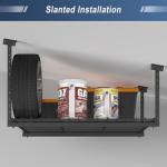 Jusgym 45-Inch x 45-Inch Overhead Garage Storage Rack, 17"-28" Height Adjustable Garage Storage Organization Systerm, Heavy Duty Metal Garage Ceiling Storage Racks, 250LBS Weight Capacity, Black