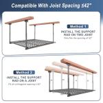 Jusgym 45-Inch x 45-Inch Overhead Garage Storage Rack, 17"-28" Height Adjustable Garage Storage Organization Systerm, Heavy Duty Metal Garage Ceiling Storage Racks, 250LBS Weight Capacity, Black