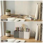 MyGift Modern Gray-Tone Concrete Desktop Pencil Holder Cup and Pen Holder, Office Stationery Organizer, Set of 3