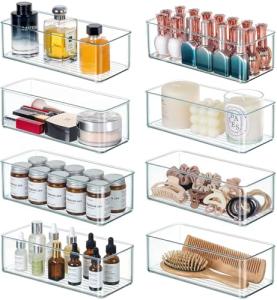 8-Pack Clear Stackable Drawer Organizer Bins