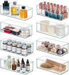 8-Pack Clear Stackable Drawer Organizer Bins