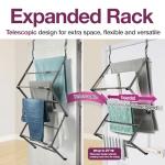 BLACK+DECKER Over The Door Expandable Telescopic Drying Rack, Clothes Organizer, Towel Hanger, Laundry, Collapsible, Gray