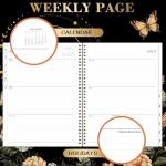 Academic Planner Butterfly Tabs Back Pocket