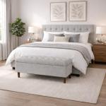 Tufted Ainsley Storage Ottoman Bench - Gray